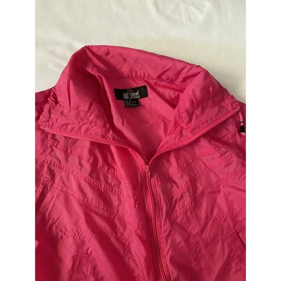 Hot Spices Womens Pink Nylon Windbreaker Jacket With Zip Front & Drawstring Coll - Picture 2 of 6